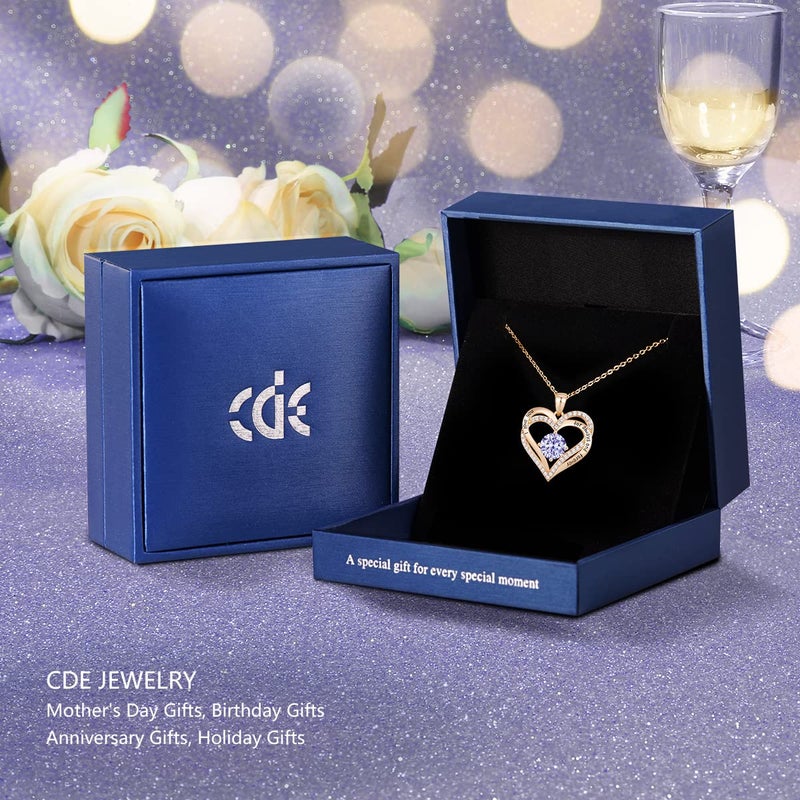 CDE Forever Love Heart Necklaces for Women, Wedding Anniversary, Birthday Mothers Day Gifts for Mom, Mother, Wife, Girlfriend, S925 Silver Jewelry with Birthstone Pendant - Image 4